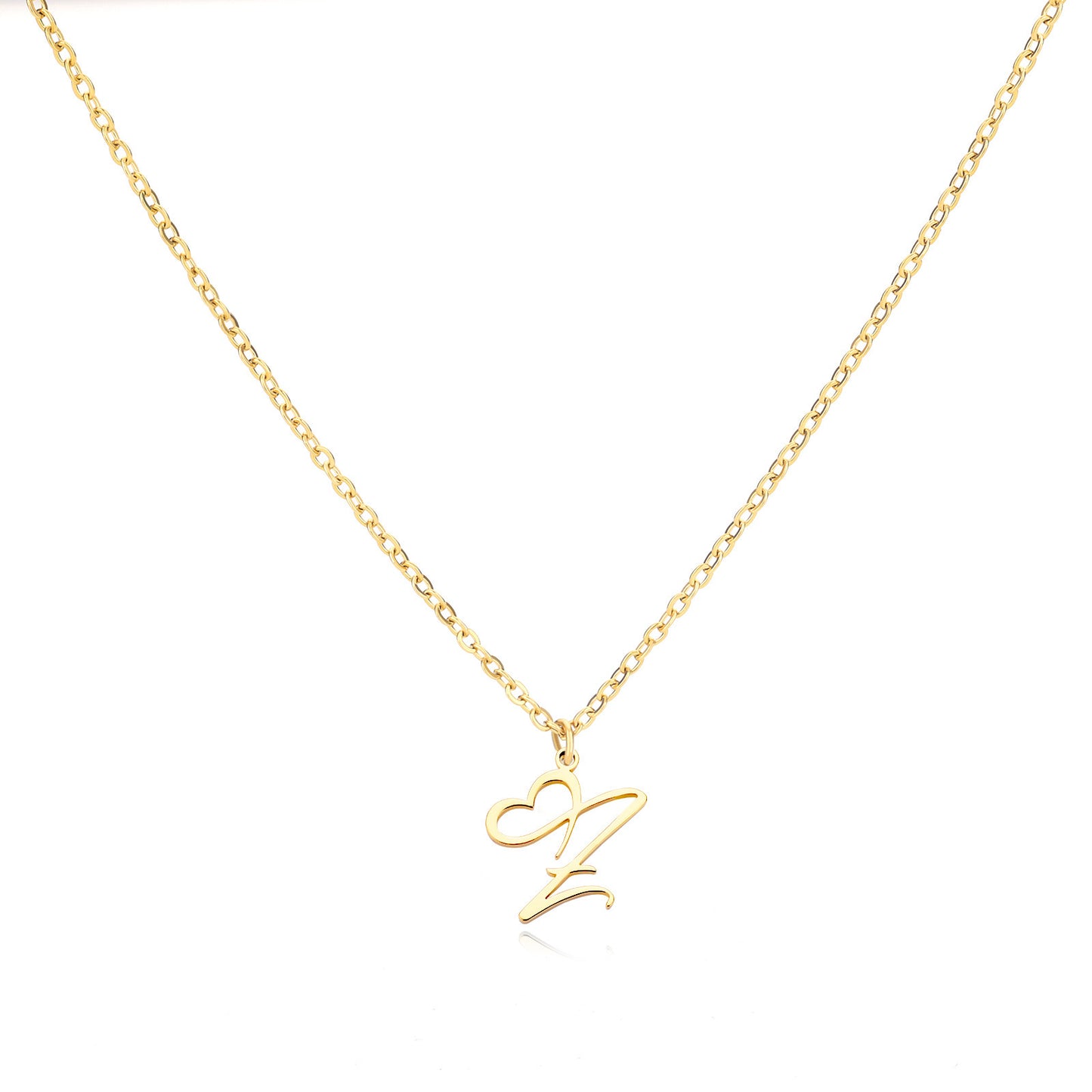 Collier en acier inoxydable avec pendentif lettre d'amour