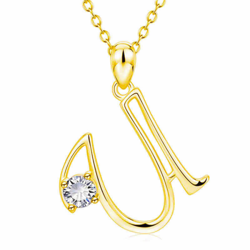 Collier avec initiale en or et strass tendance