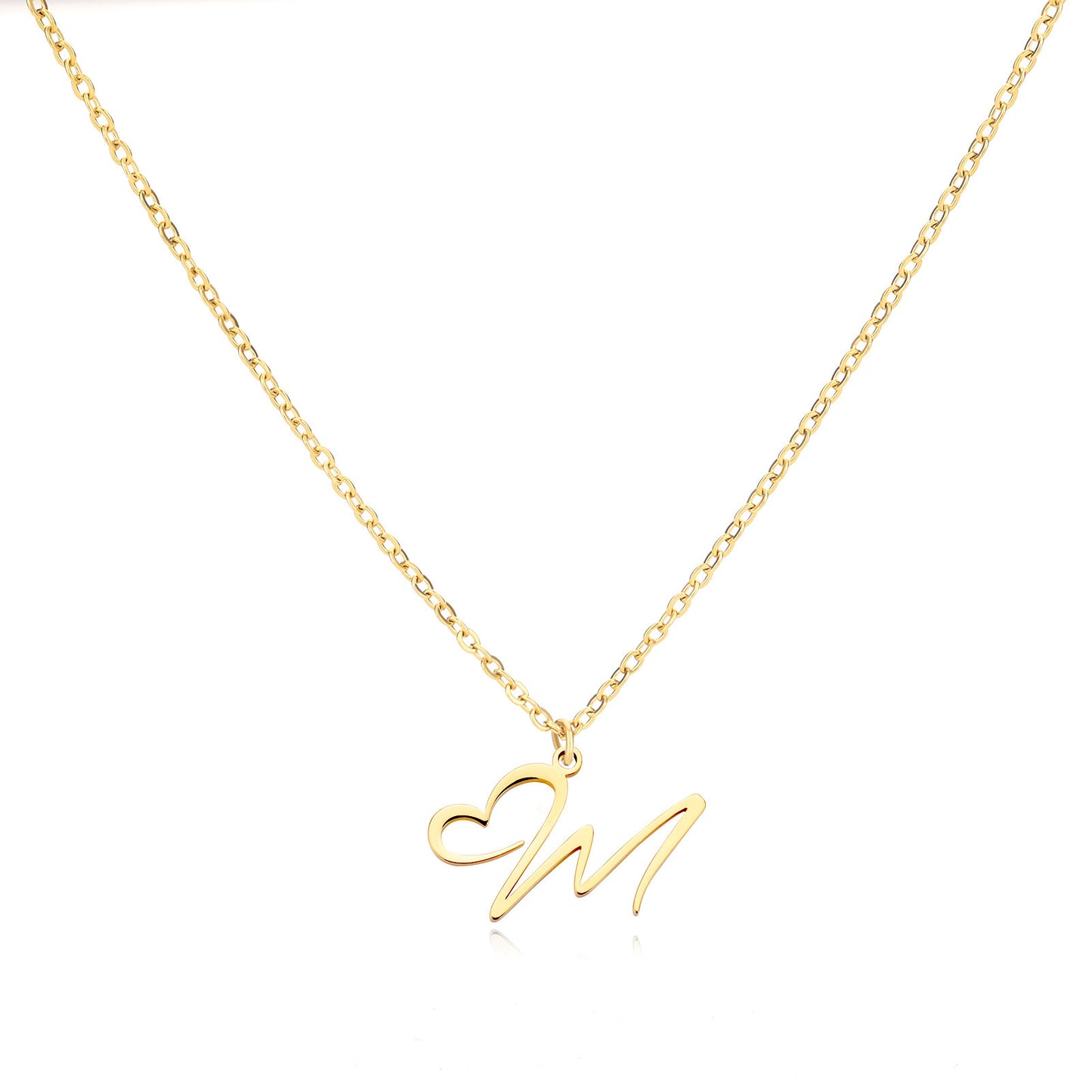 Collier en acier inoxydable avec pendentif lettre d'amour