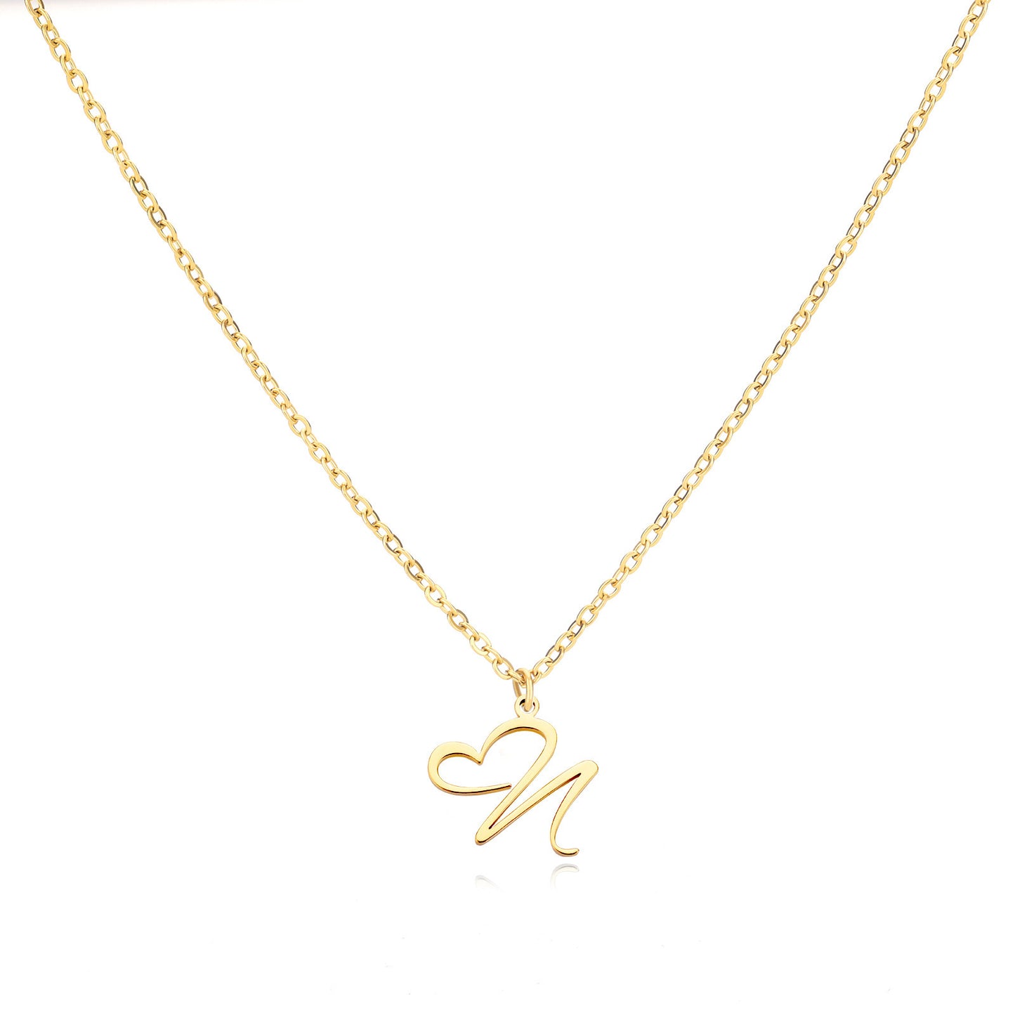 Collier en acier inoxydable avec pendentif lettre d'amour