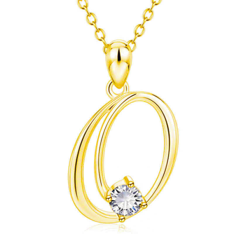 Collier avec initiale en or et strass tendance