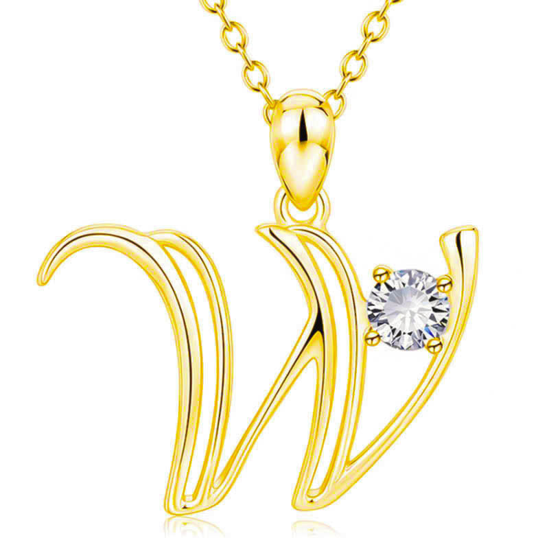 Collier avec initiale en or et strass tendance