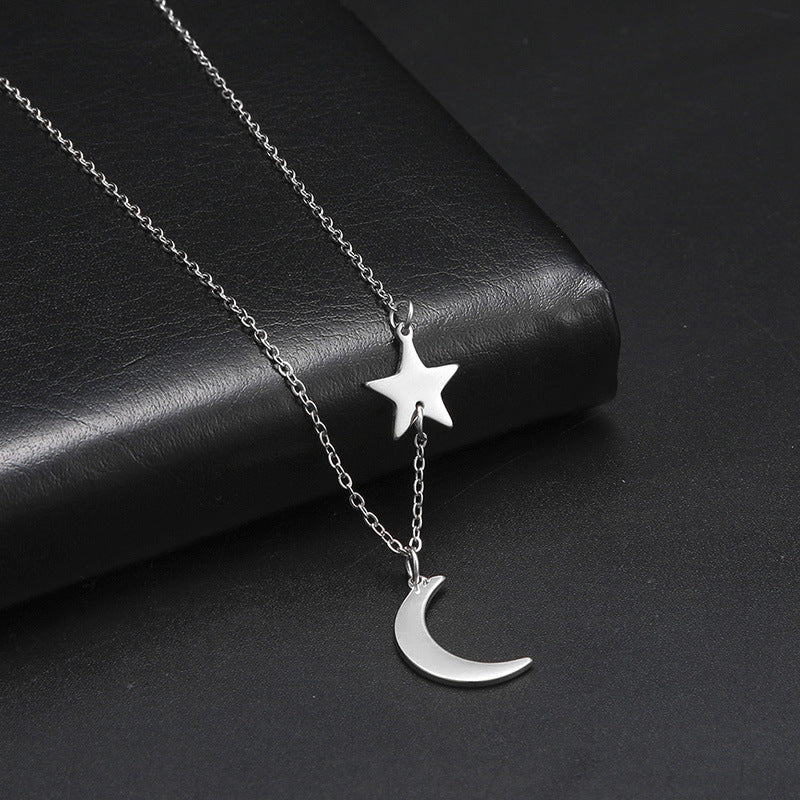 Collier acier inoxydable avec pendentif Lune et Etoile
