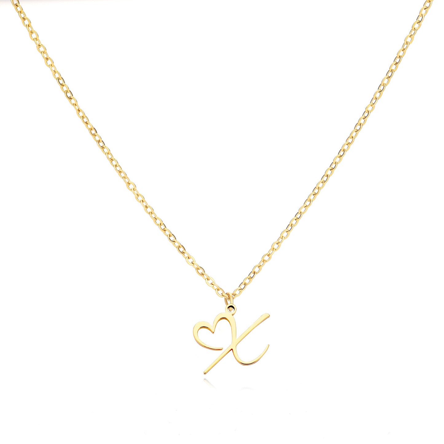 Collier en acier inoxydable avec pendentif lettre d'amour