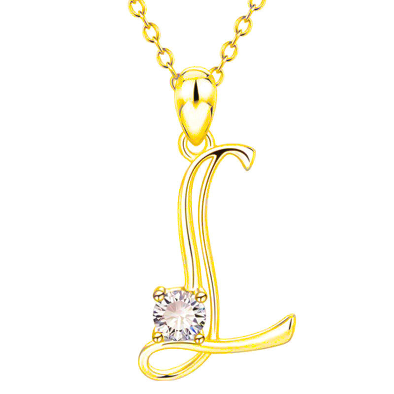 Collier avec initiale en or et strass tendance
