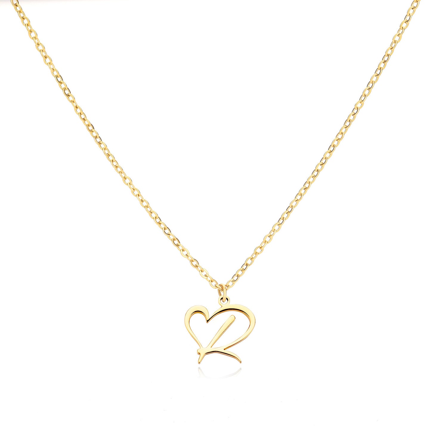 Collier en acier inoxydable avec pendentif lettre d'amour