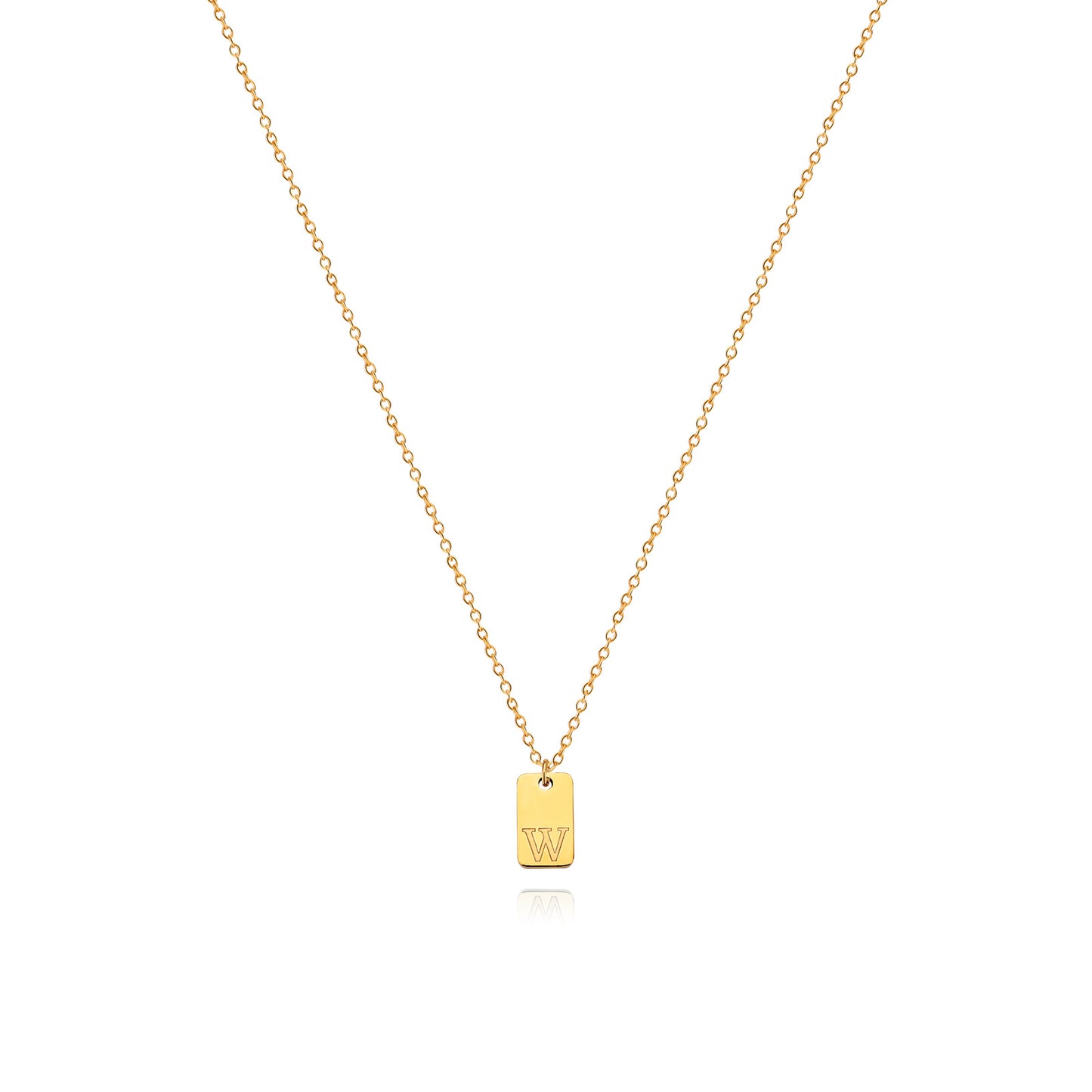 Collier en acier inoxydable avec pendentif étiquette simple à 26 lettres.