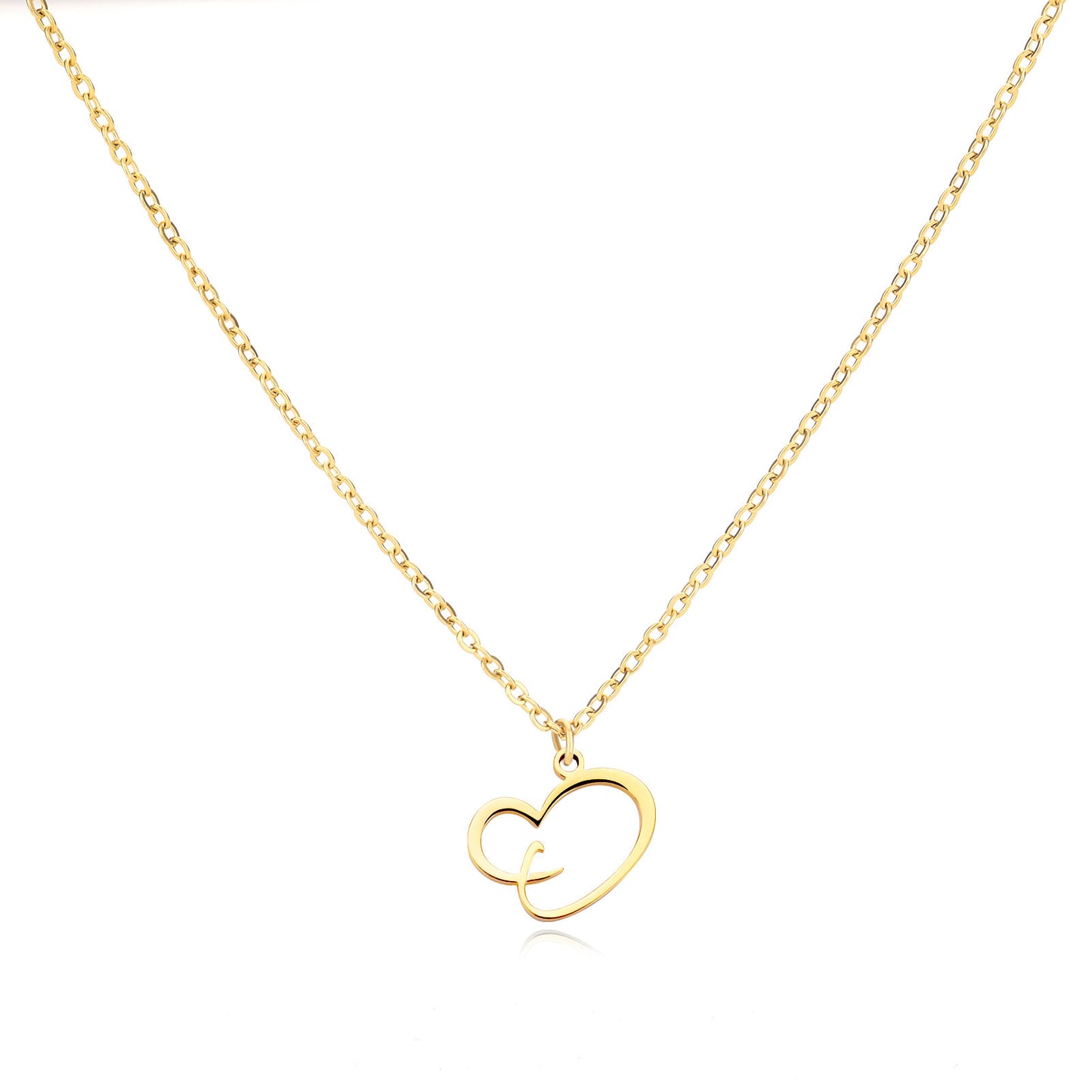 Collier en acier inoxydable avec pendentif lettre d'amour