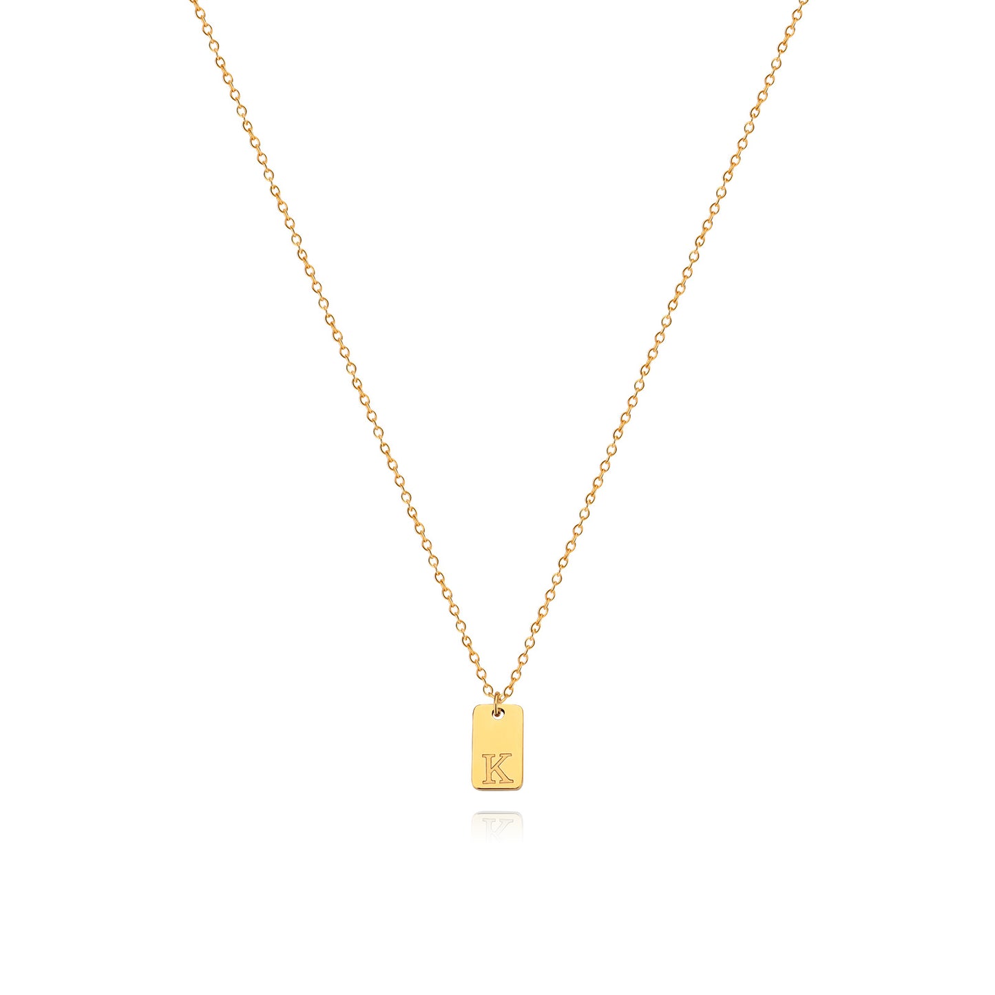 Collier en acier inoxydable avec pendentif étiquette simple à 26 lettres.