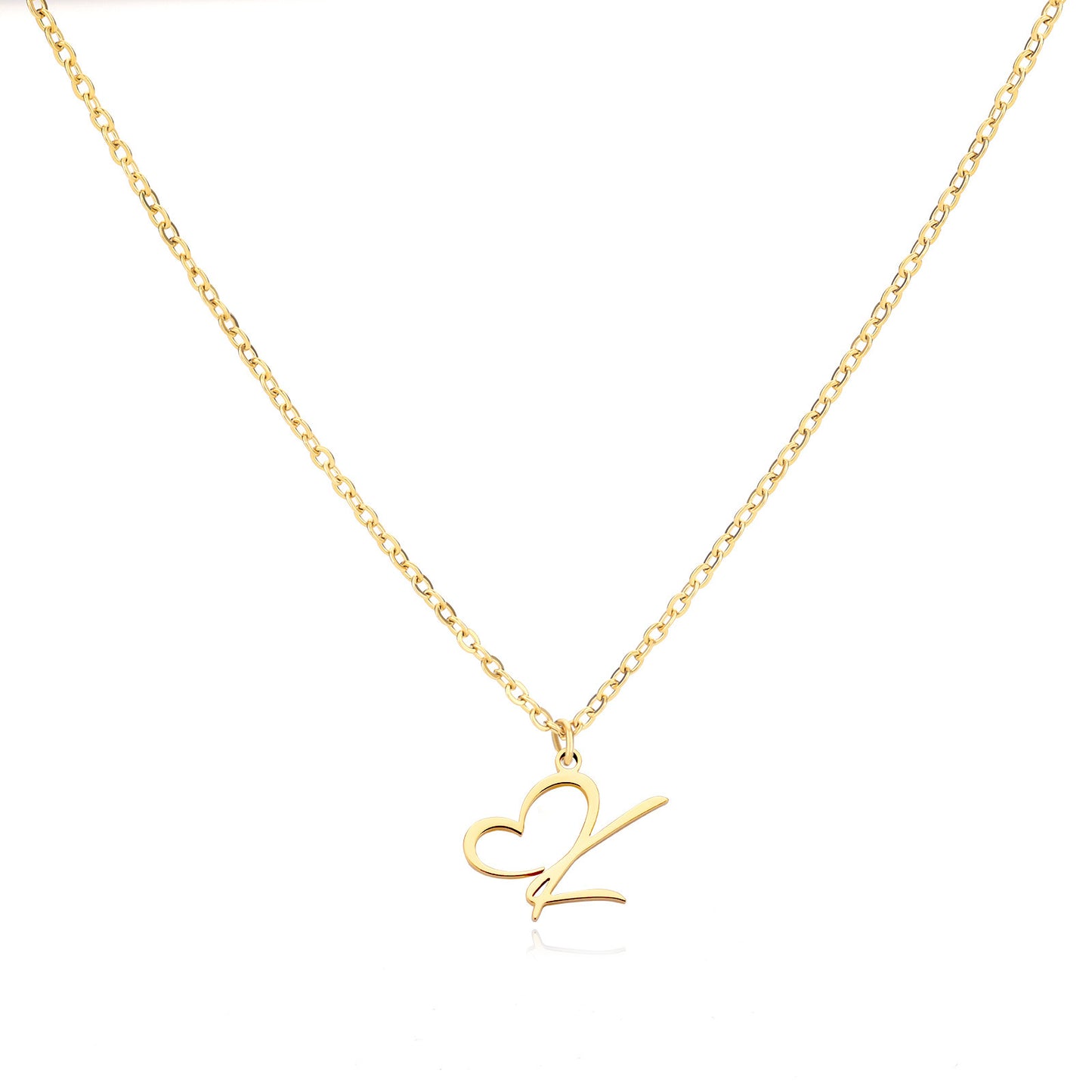 Collier en acier inoxydable avec pendentif lettre d'amour
