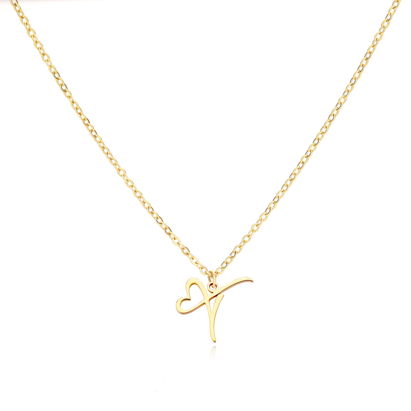 Collier en acier inoxydable avec pendentif lettre d'amour