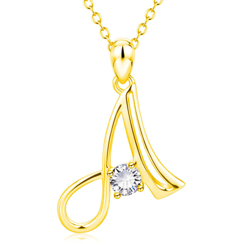 Collier avec initiale en or et strass tendance