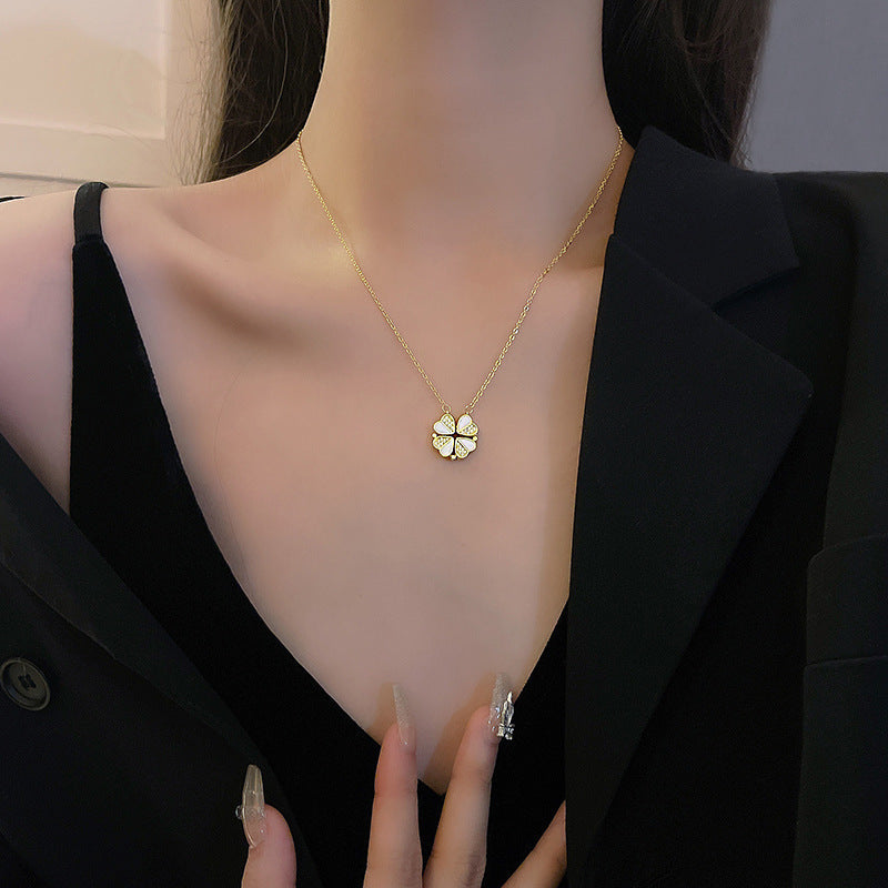 Collier en Acier Inoxydable avec pendentif trèfle a quatre feuilles