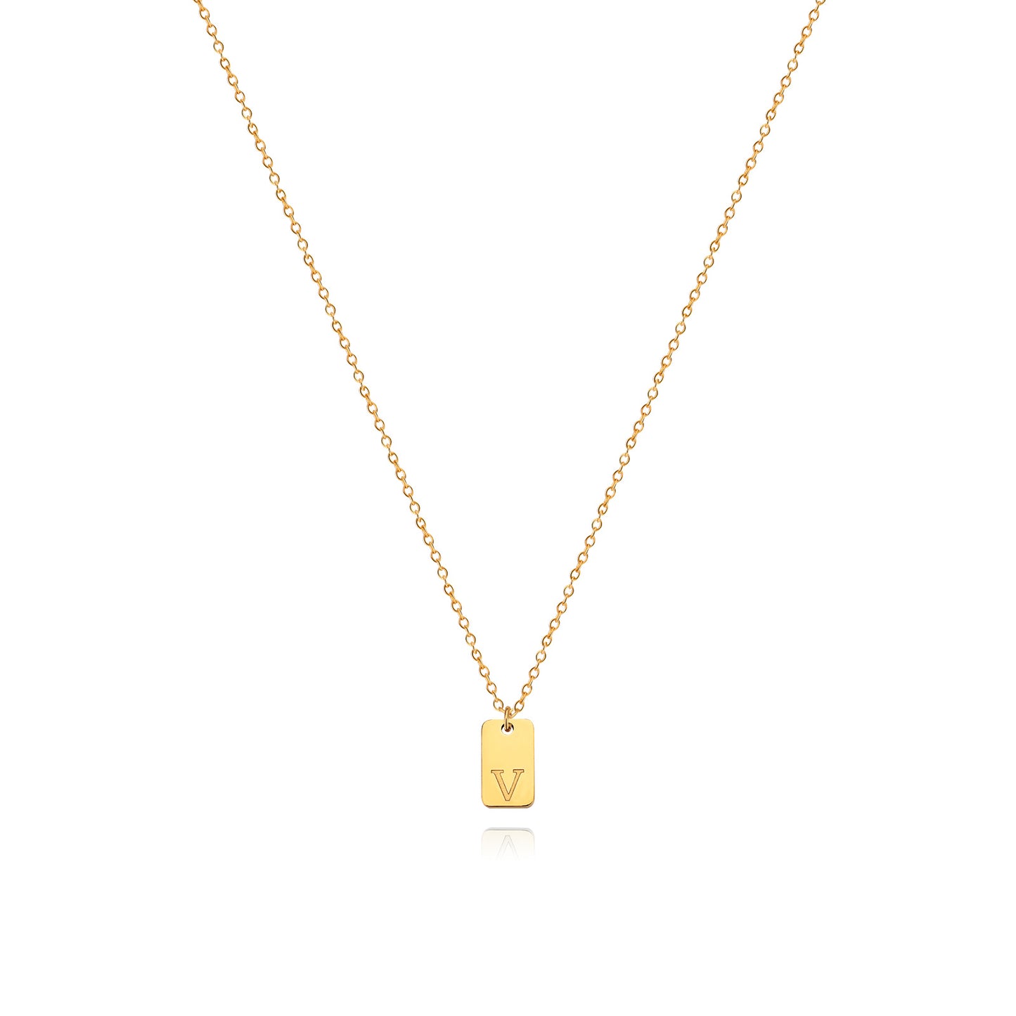 Collier en acier inoxydable avec pendentif étiquette simple à 26 lettres.