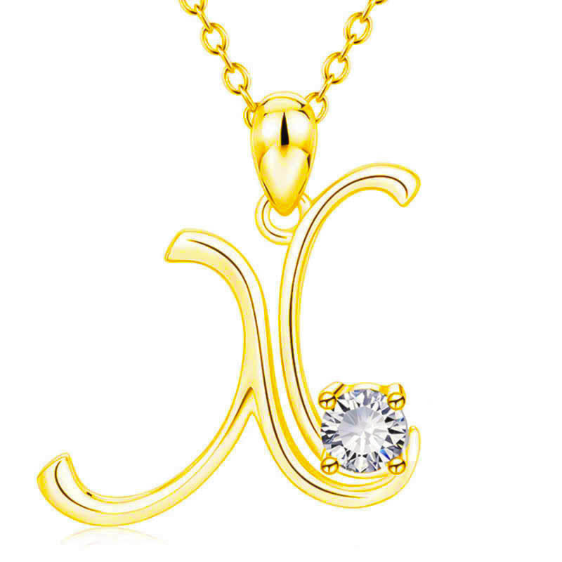 Collier avec initiale en or et strass tendance