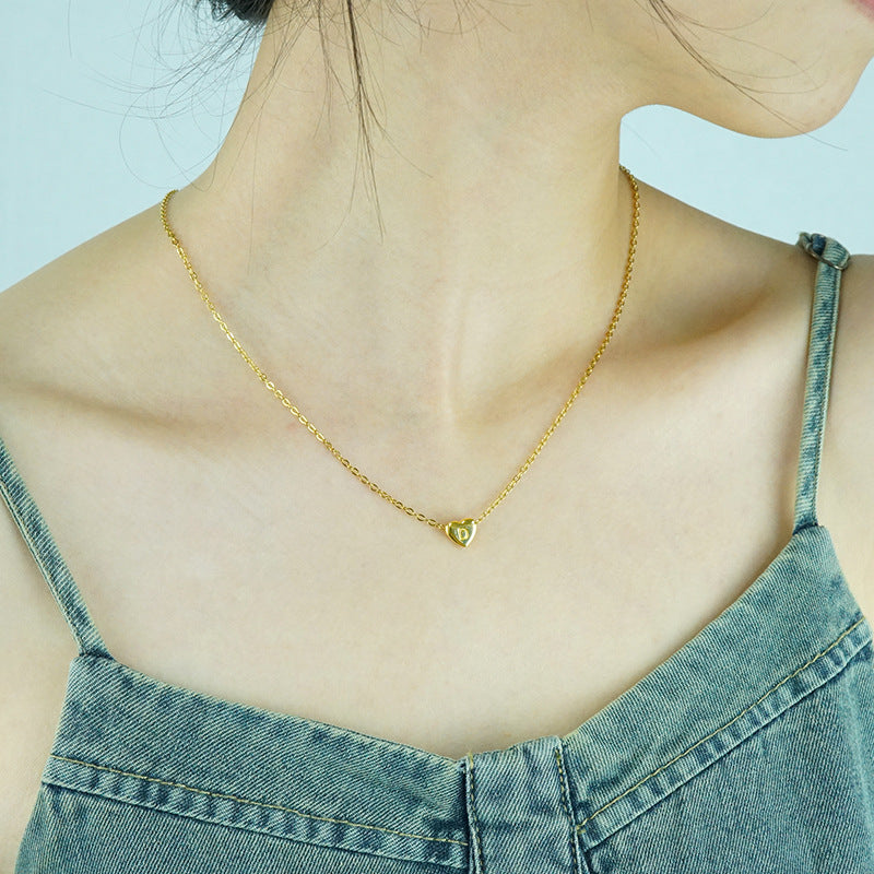 Collier en Acier Inoxydable, avec Pendentif Forme de Cœur