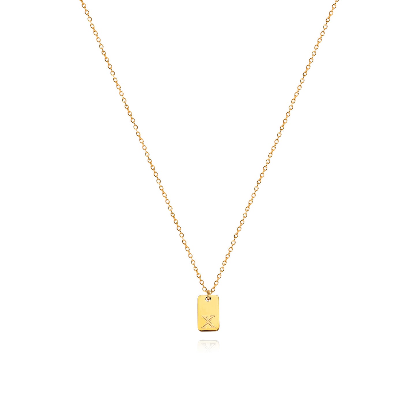 Collier en acier inoxydable avec pendentif étiquette simple à 26 lettres.