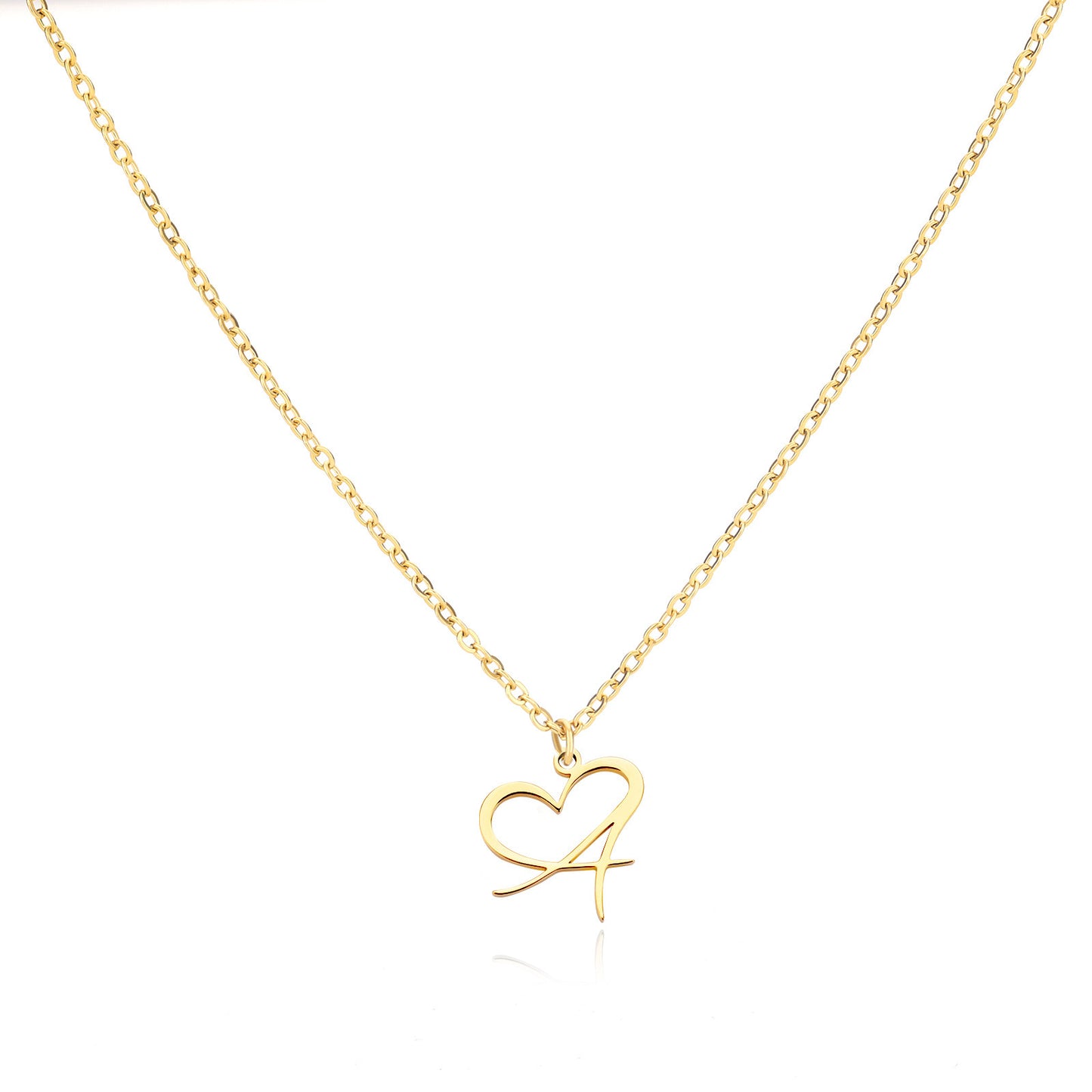 Collier en acier inoxydable avec pendentif lettre d'amour