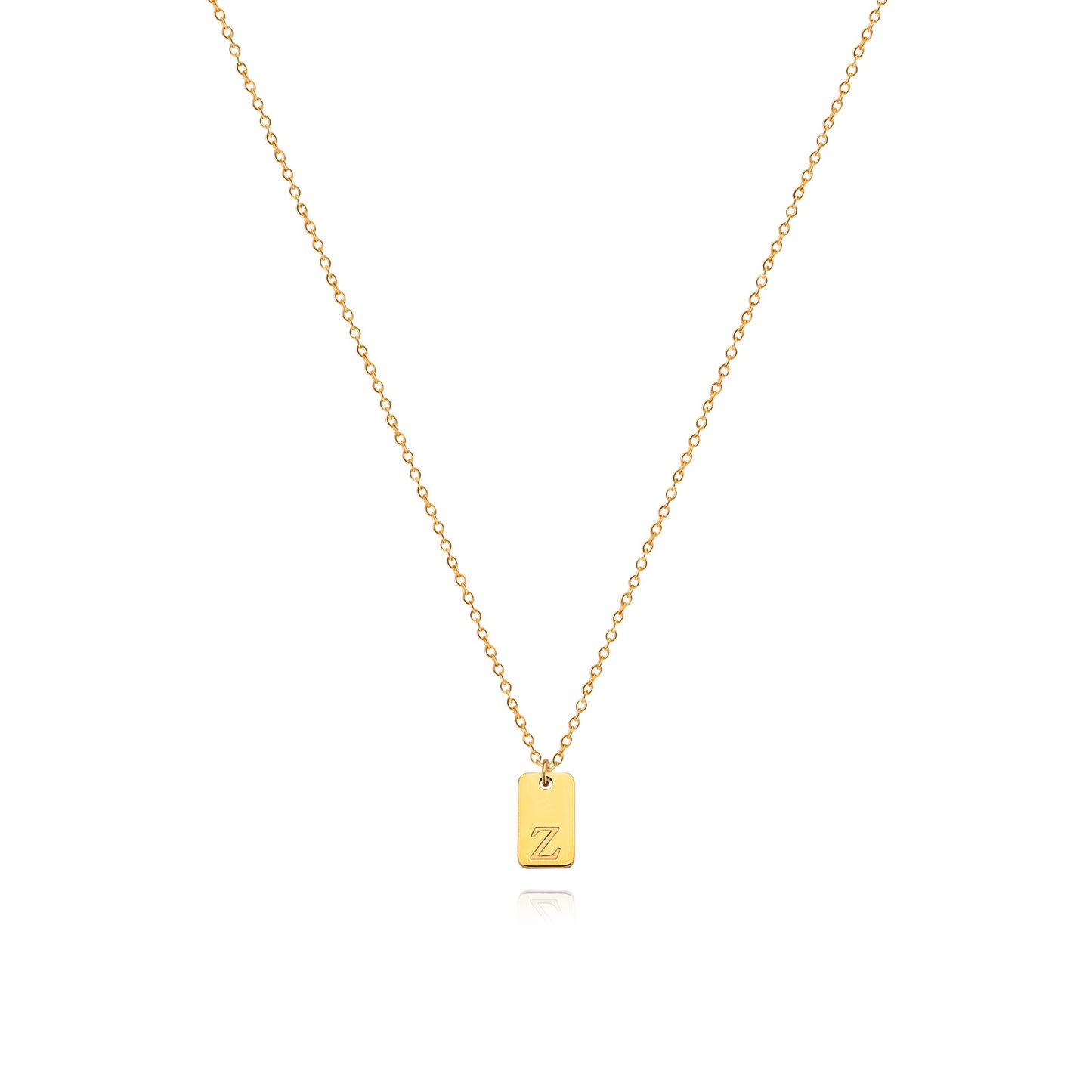 Collier en acier inoxydable avec pendentif étiquette simple à 26 lettres.