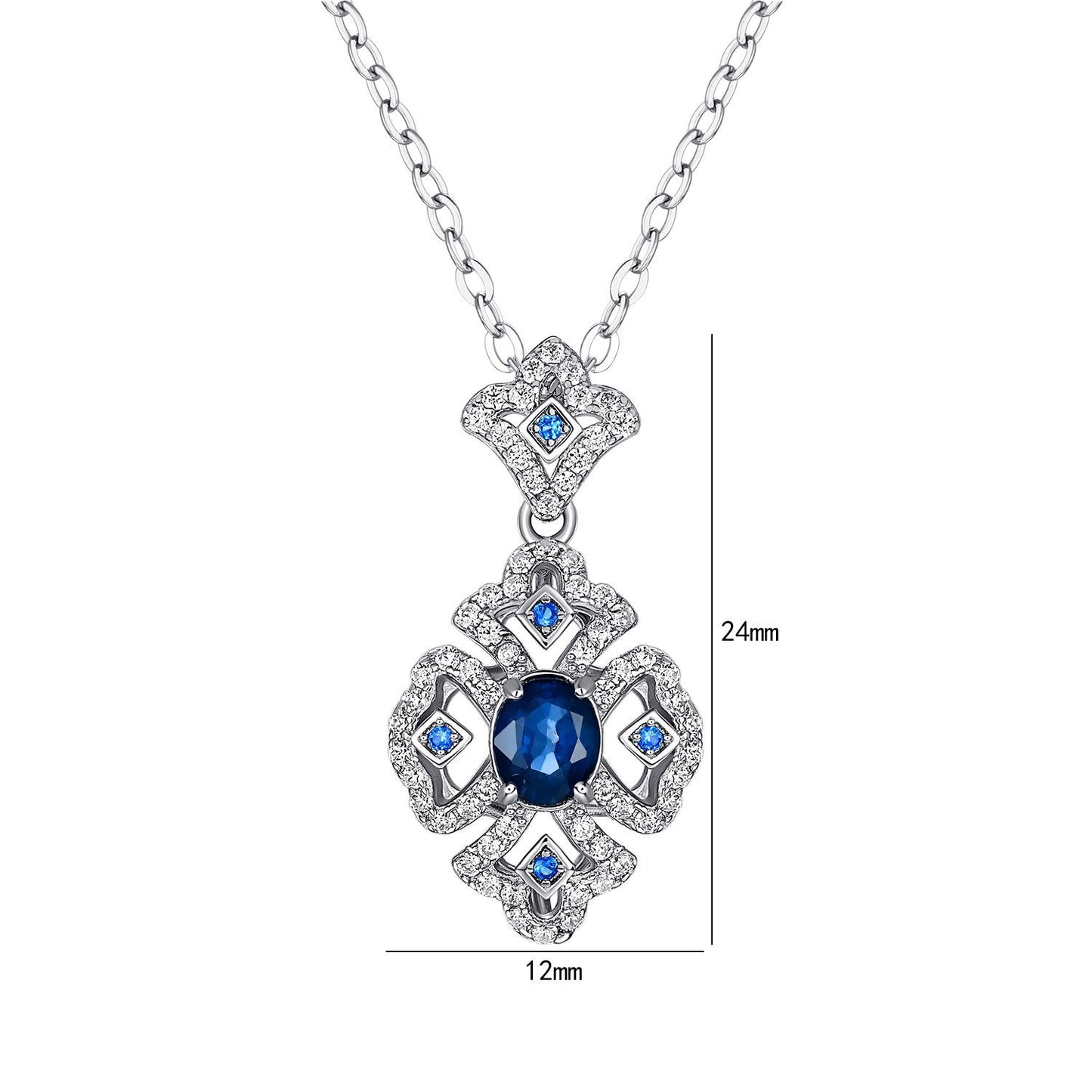 Collier en argent avec pendentif en saphir naturel