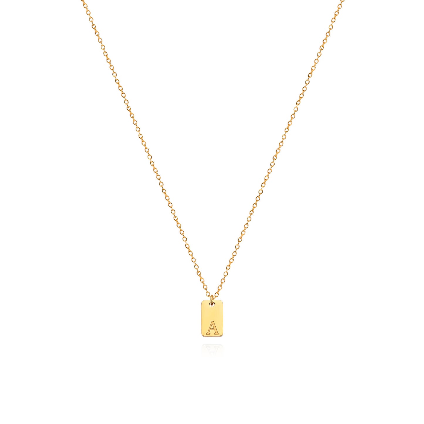 Collier en acier inoxydable avec pendentif étiquette simple à 26 lettres.