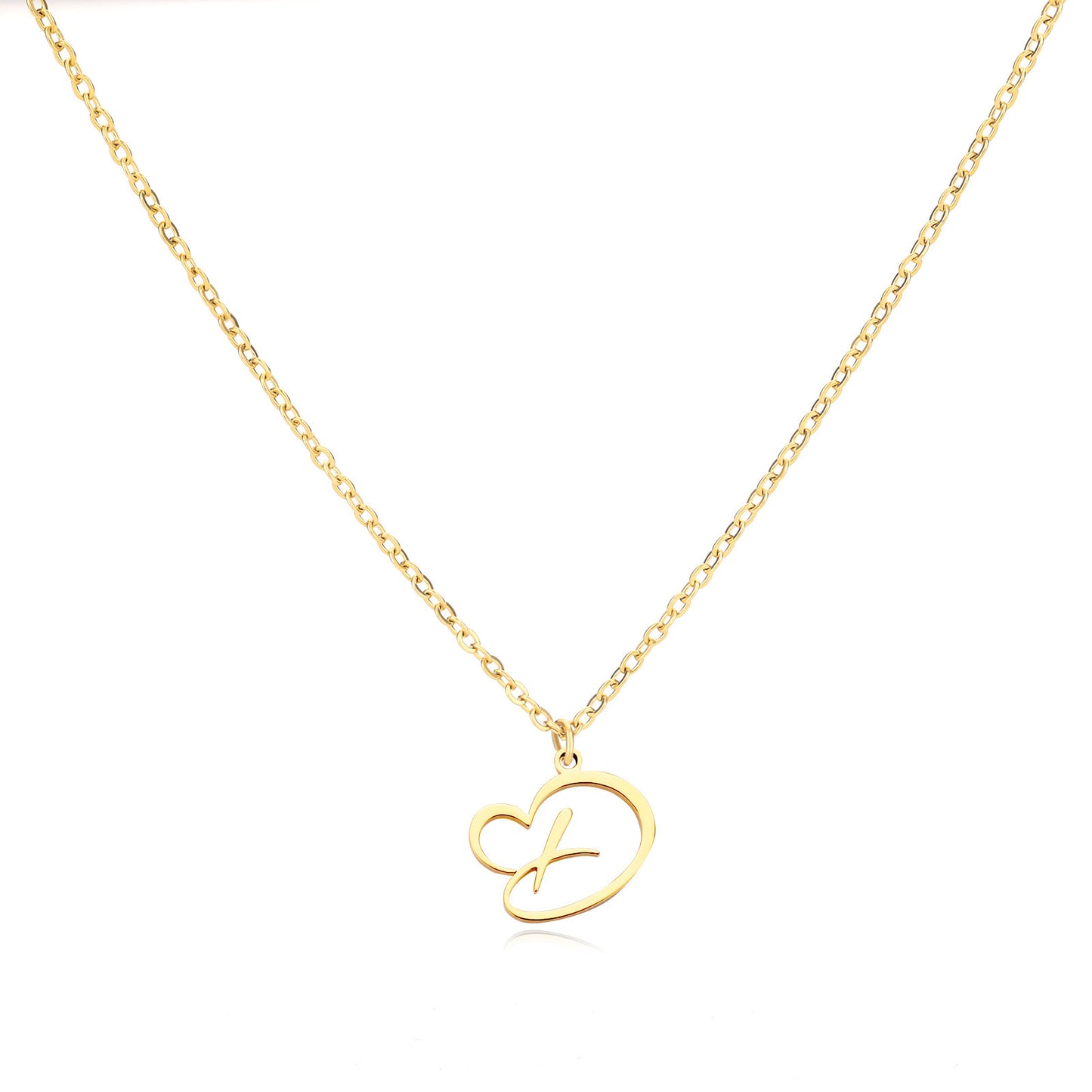 Collier en acier inoxydable avec pendentif lettre d'amour