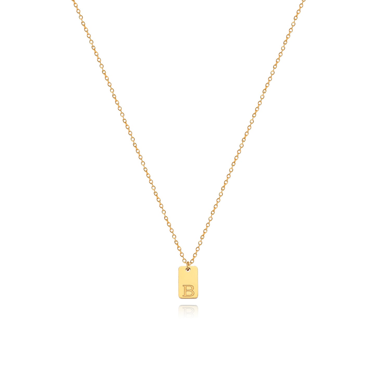 Collier en acier inoxydable avec pendentif étiquette simple à 26 lettres.