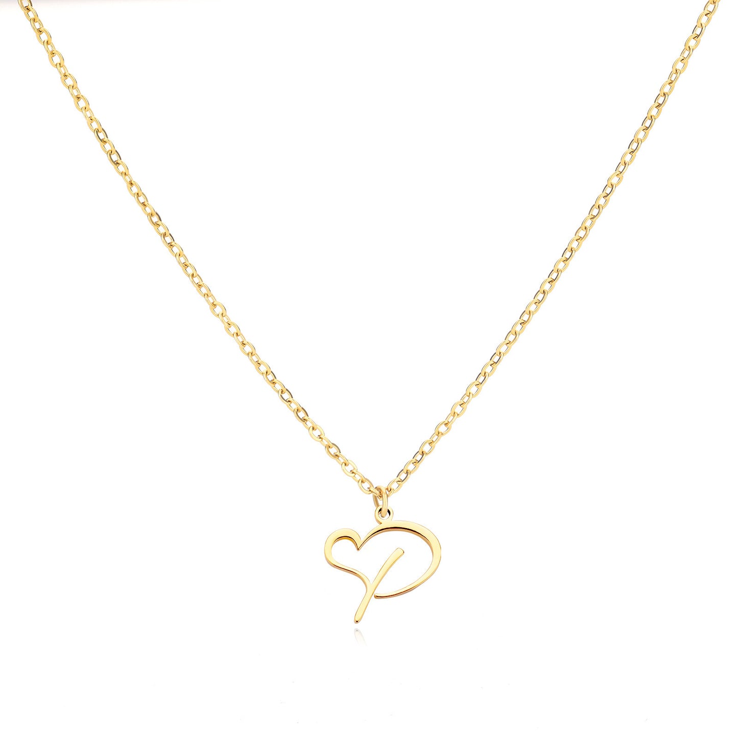 Collier en acier inoxydable avec pendentif lettre d'amour