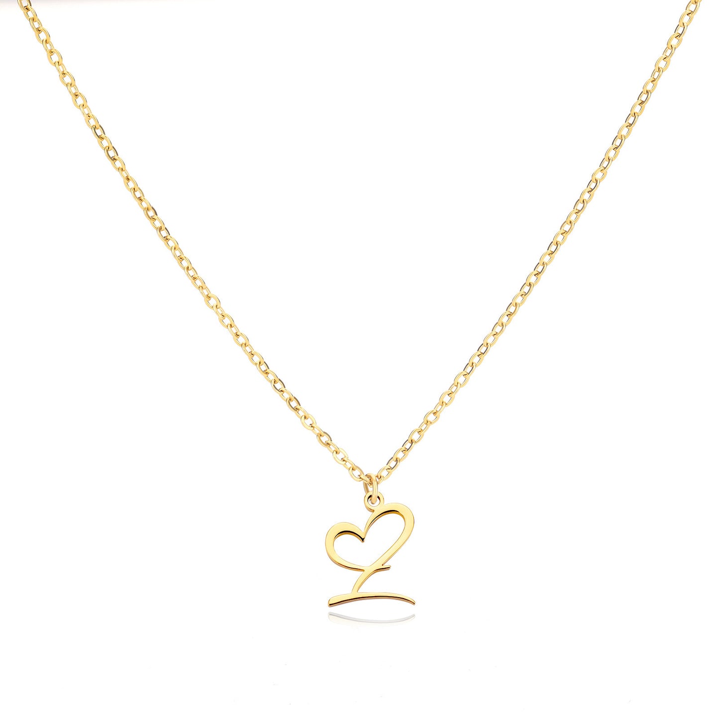 Collier en acier inoxydable avec pendentif lettre d'amour