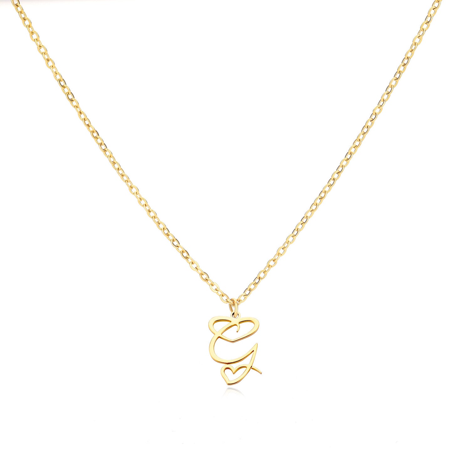 Collier en acier inoxydable avec pendentif lettre d'amour