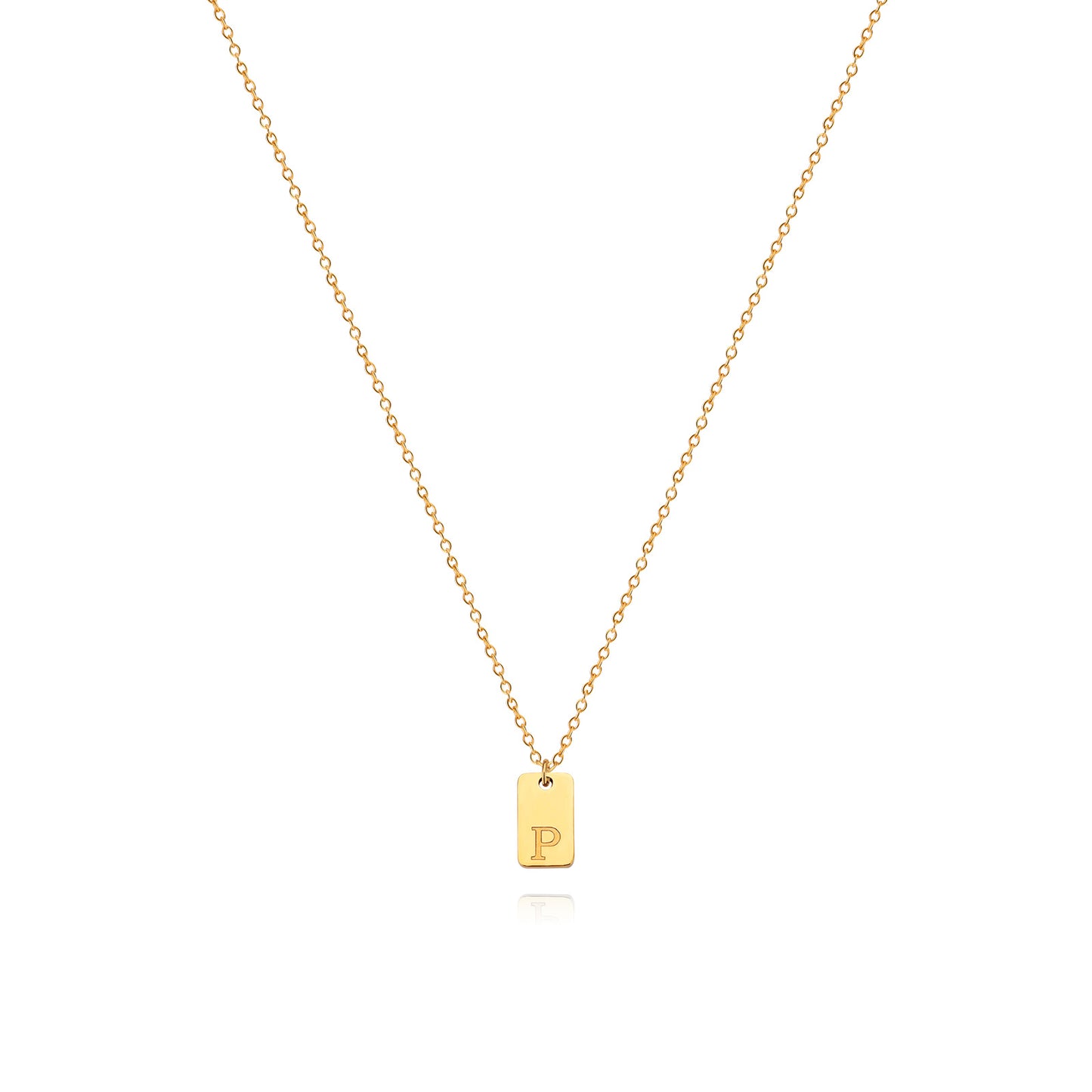 Collier en acier inoxydable avec pendentif étiquette simple à 26 lettres.