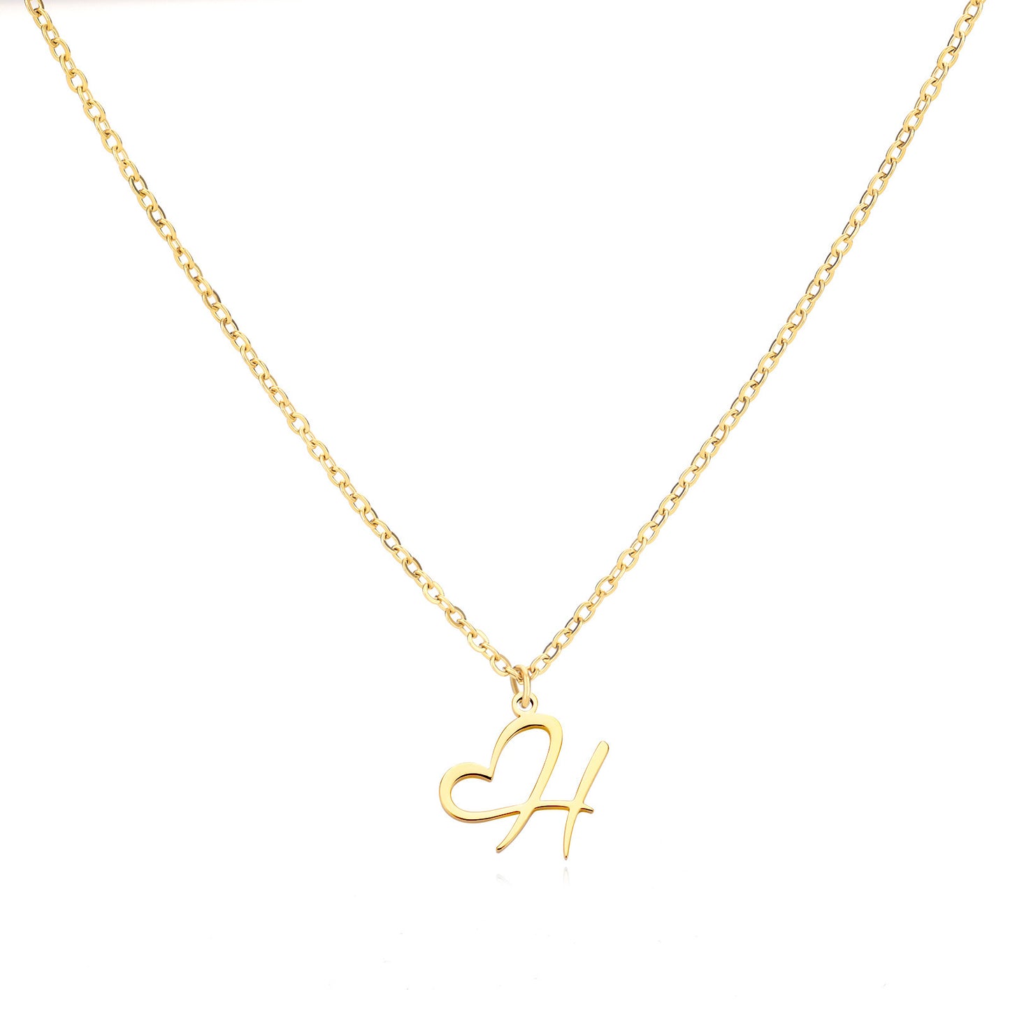 Collier en acier inoxydable avec pendentif lettre d'amour