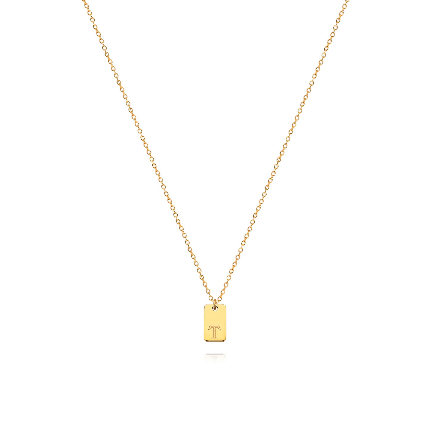 Collier en acier inoxydable avec pendentif étiquette simple à 26 lettres.