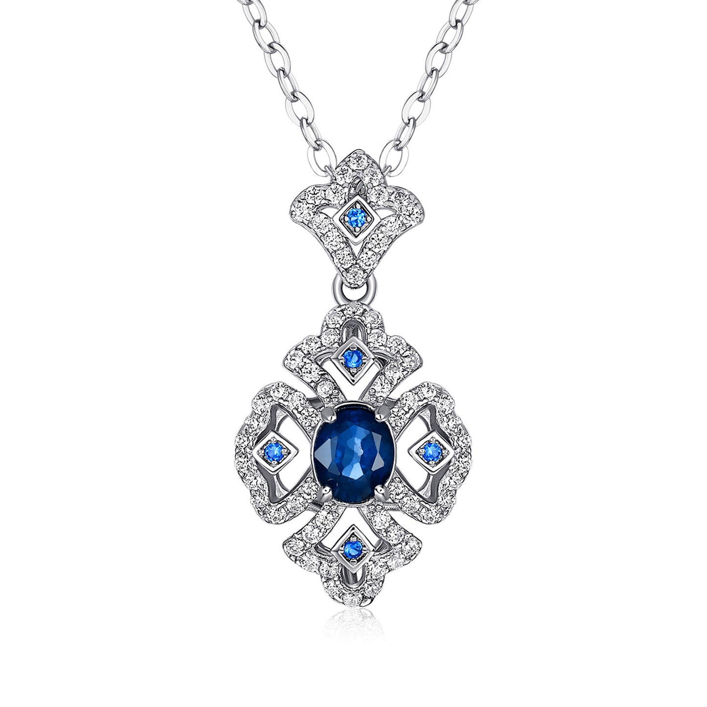 Collier en argent avec pendentif en saphir naturel