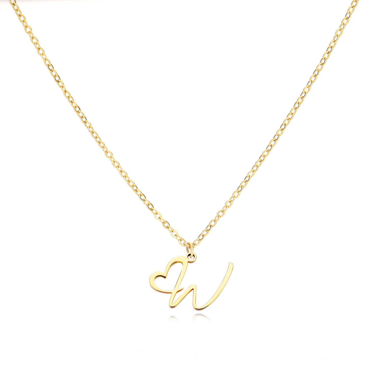 Collier en acier inoxydable avec pendentif lettre d'amour