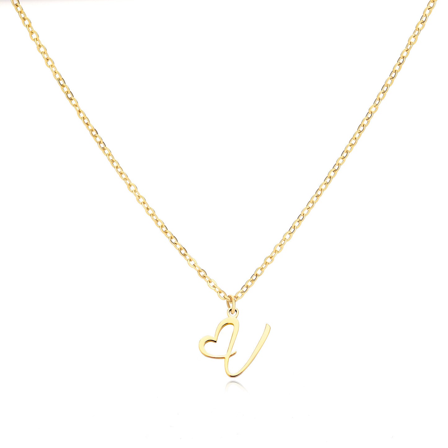 Collier en acier inoxydable avec pendentif lettre d'amour