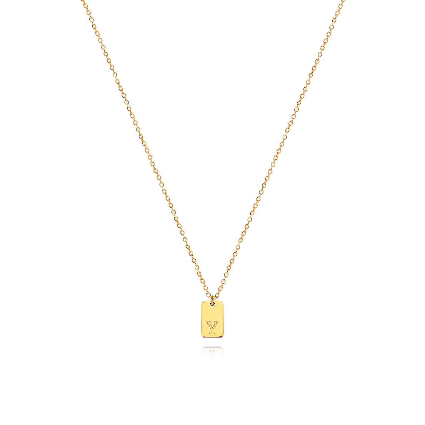 Collier en acier inoxydable avec pendentif étiquette simple à 26 lettres.
