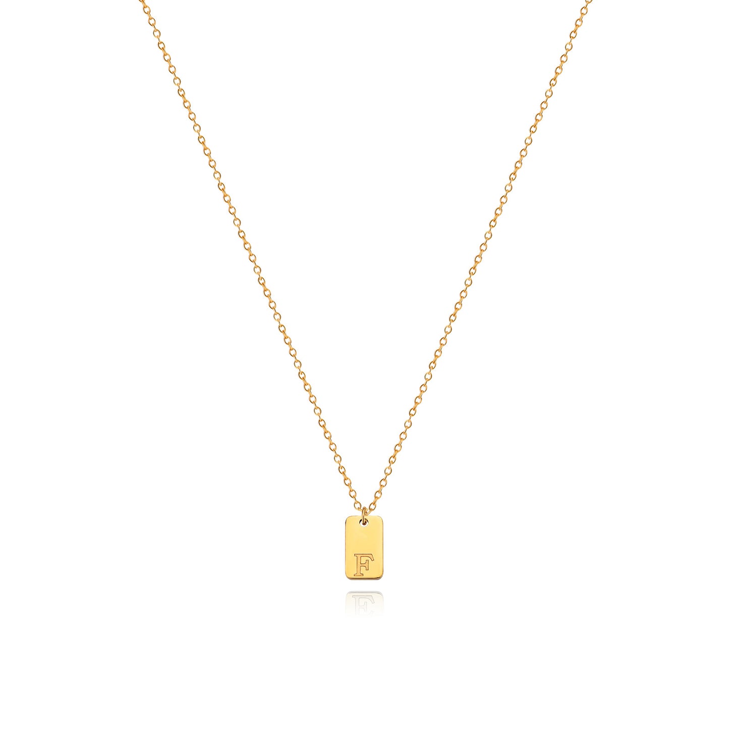 Collier en acier inoxydable avec pendentif étiquette simple à 26 lettres.