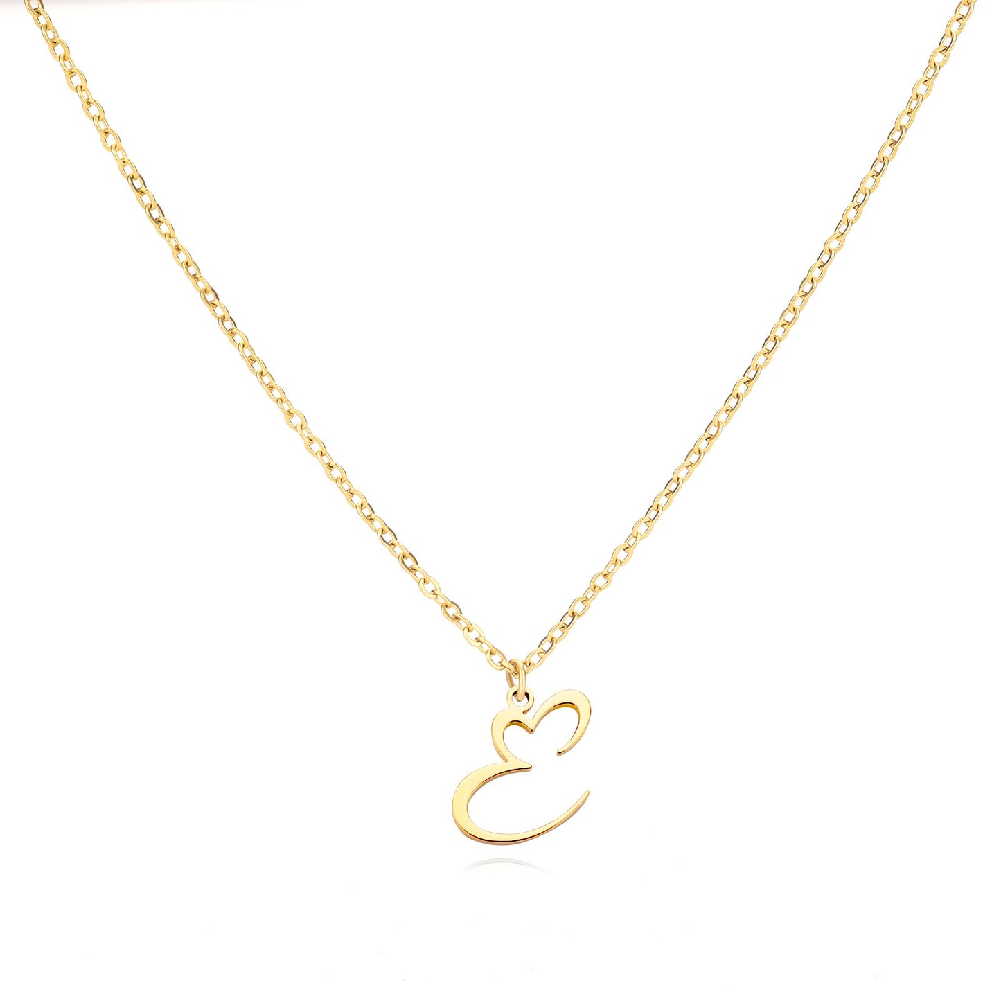 Collier en acier inoxydable avec pendentif lettre d'amour