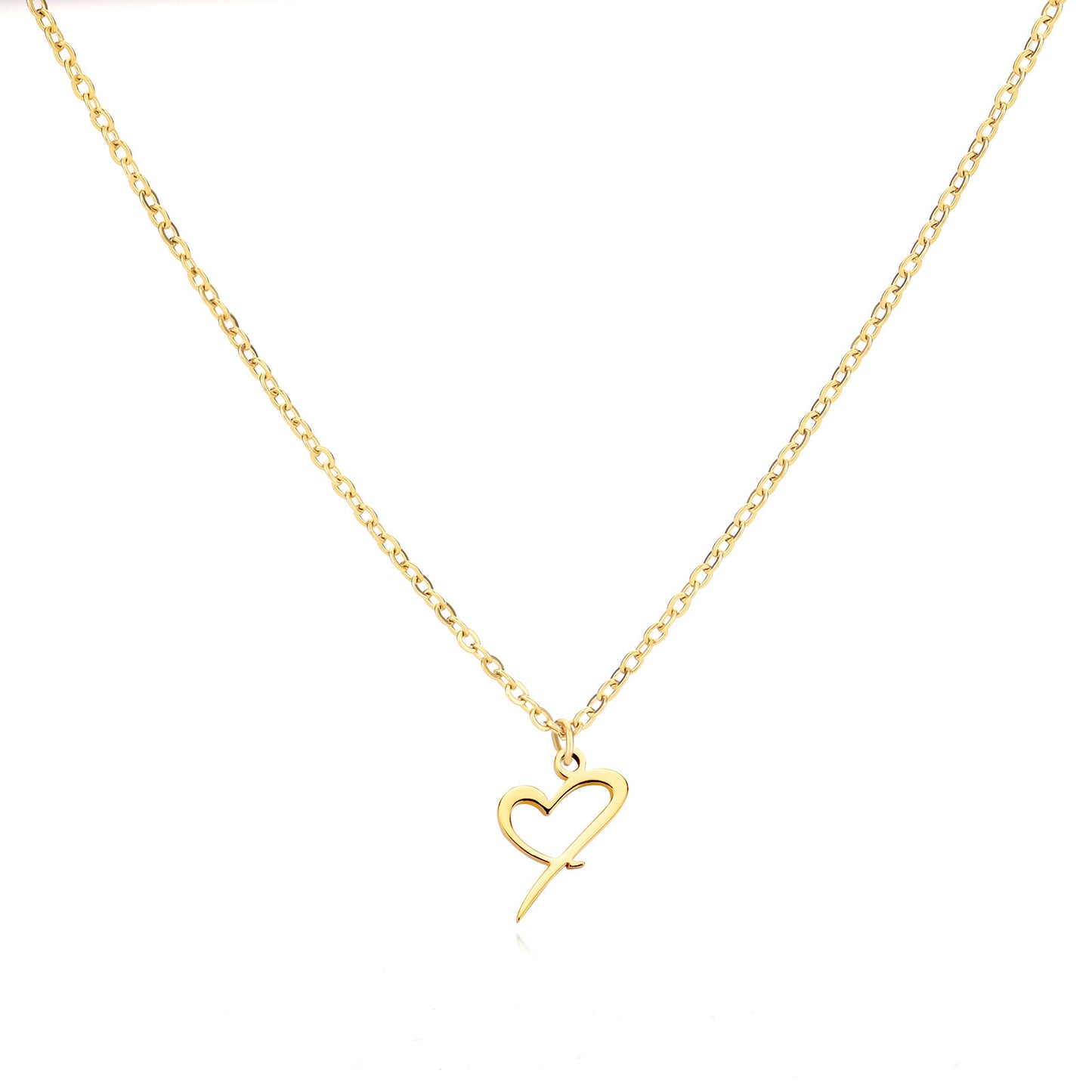 Collier en acier inoxydable avec pendentif lettre d'amour