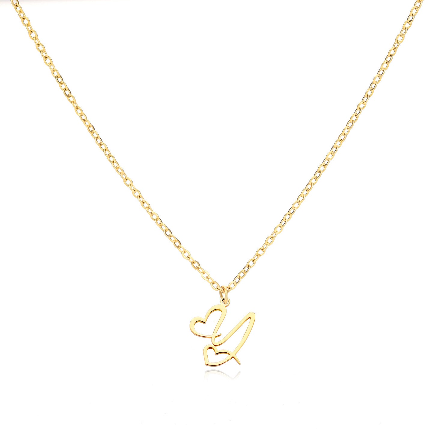 Collier en acier inoxydable avec pendentif lettre d'amour