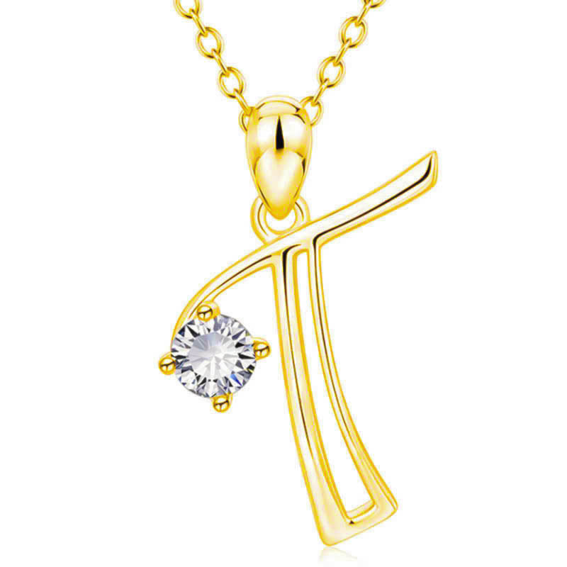 Collier avec initiale en or et strass tendance