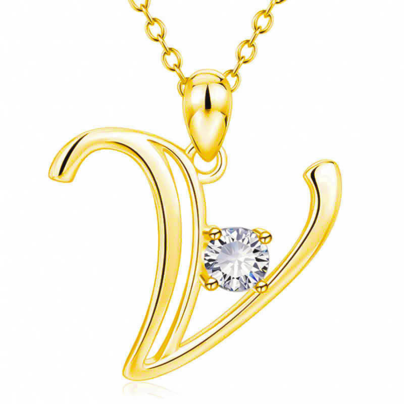 Collier avec initiale en or et strass tendance