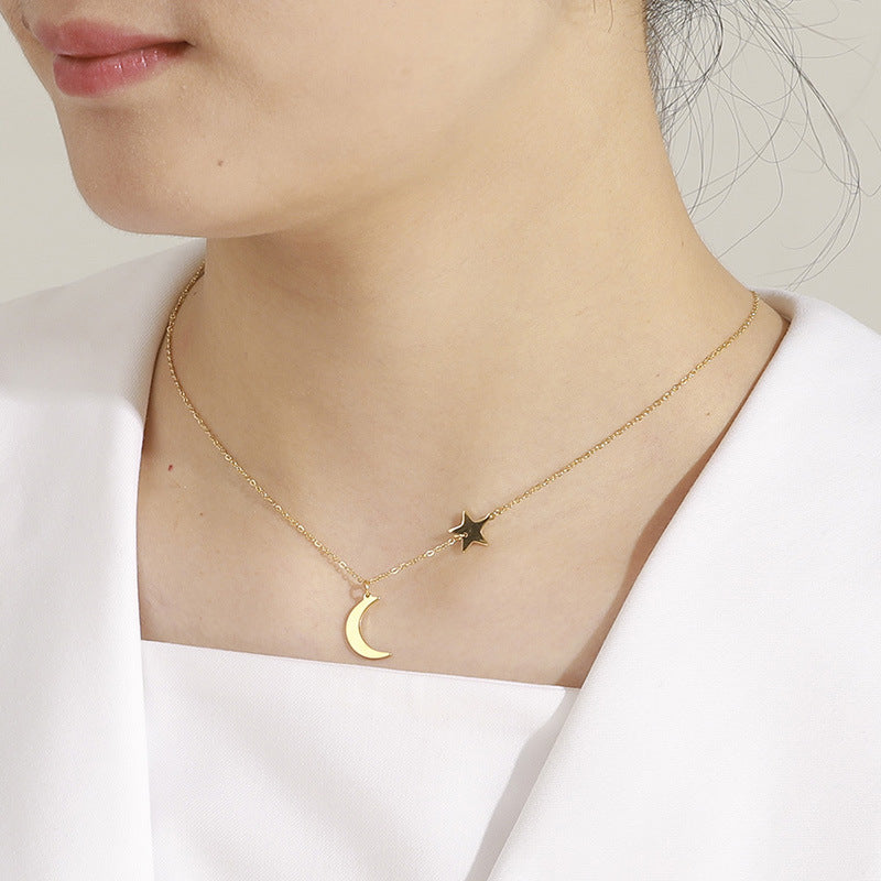 Collier acier inoxydable avec pendentif Lune et Etoile