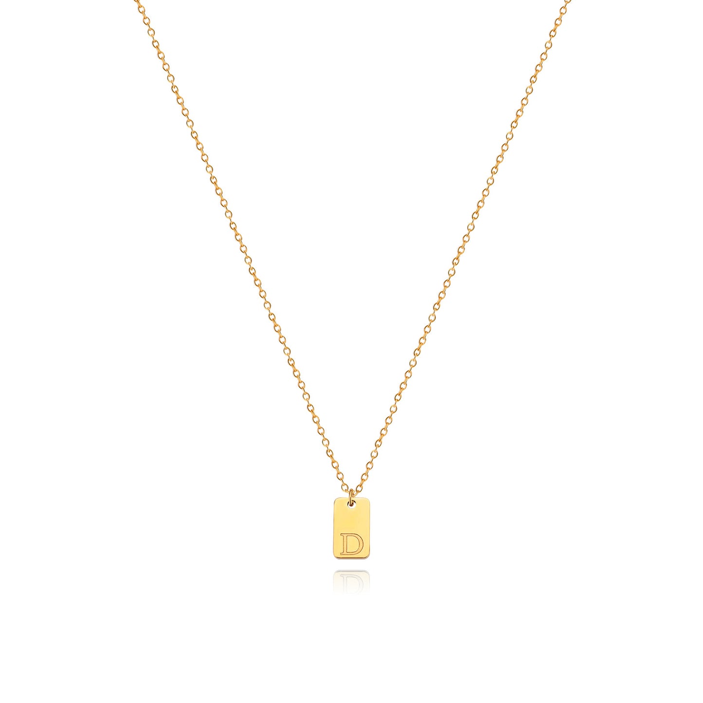 Collier en acier inoxydable avec pendentif étiquette simple à 26 lettres.