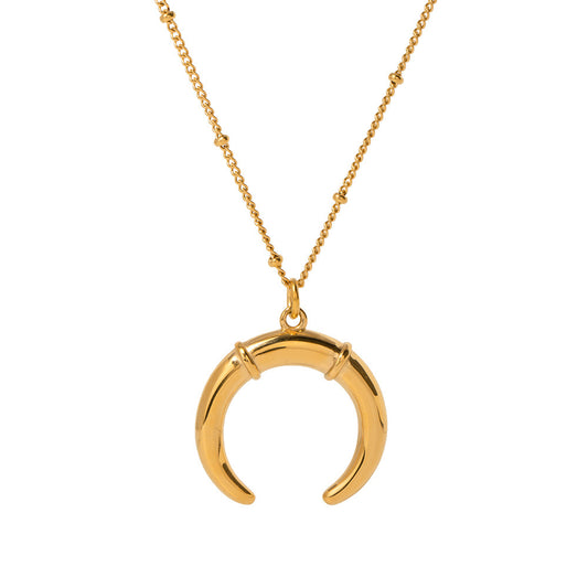 Collier en acier inoxydable pour femme avec pendentif en forme de demi-lune.
