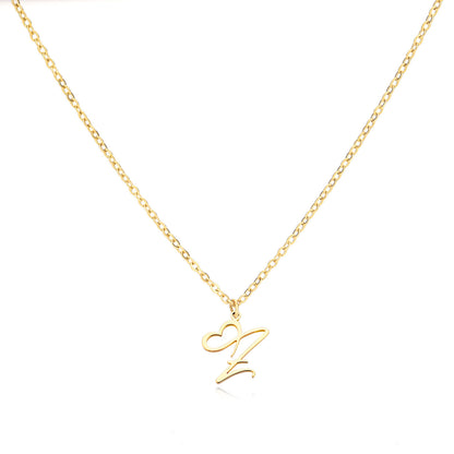 Collier en acier inoxydable avec pendentif lettre d'amour