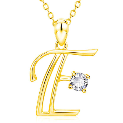 Collier avec initiale en or et strass tendance