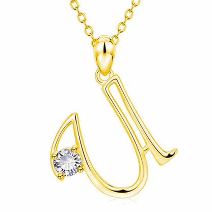 Collier avec initiale en or et strass tendance