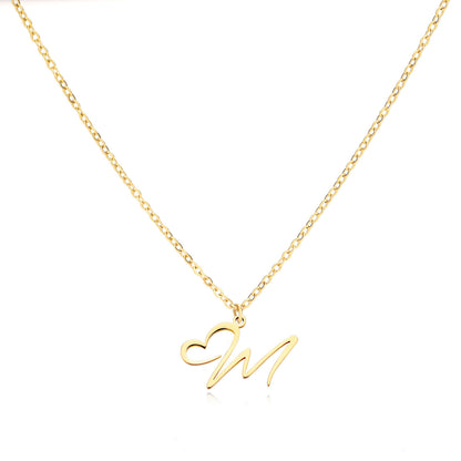Collier en acier inoxydable avec pendentif lettre d'amour